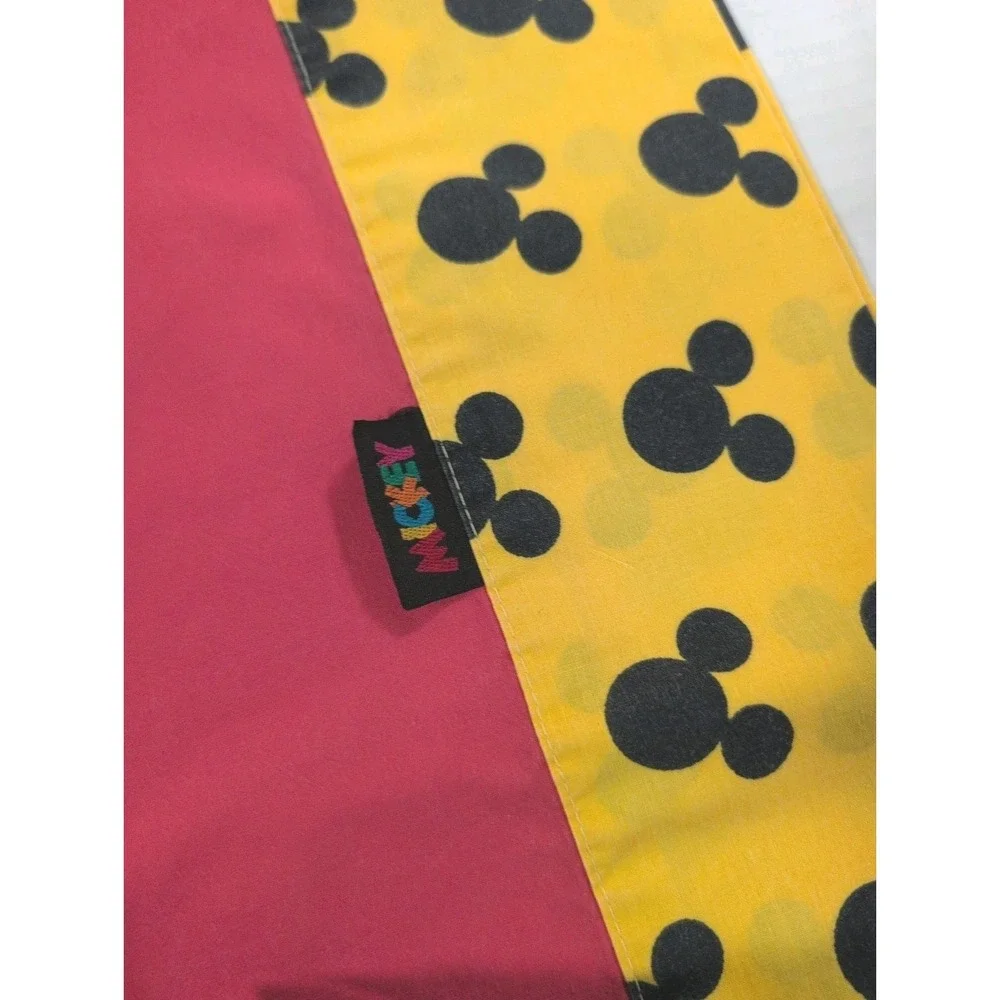Vintage 90's 3 Piece Walt Disney Color Block Coral & Blue Mickey Twin Sheet Set